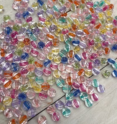 50 x Acryl Perle rund facettiert transparent bunt Kugel 10mm Beads DIY Perlen 