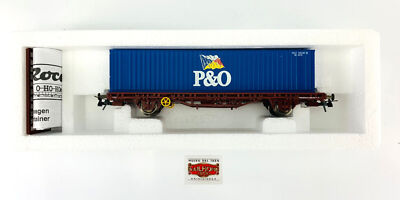 ROCO H0 47093.1 - P&O PLATFORM WAGON WITH ''P&O'' CONTAINER - NEW!