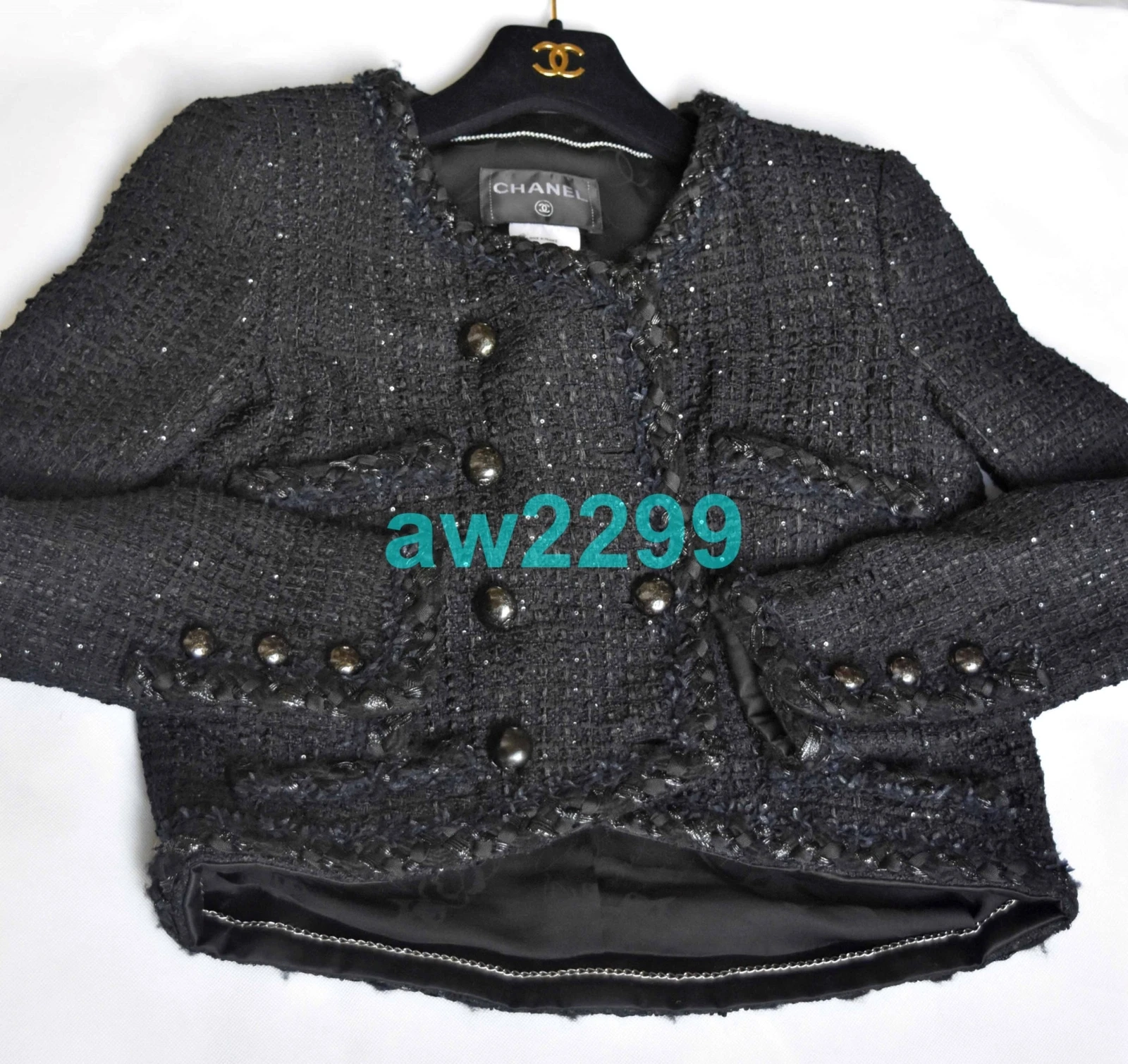 GIACCA BLAZER CHANEL NUOVA CON ETICHETTE $8000 PRIMAVERA 2015 MOSTWANTED DOPPIO PETTO BLK FR 38