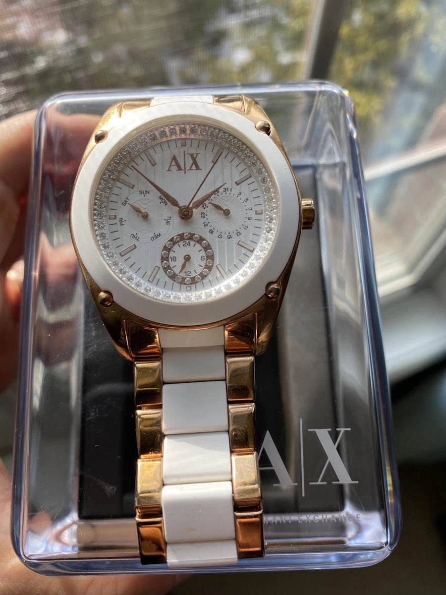 White gold armani watch Clearance