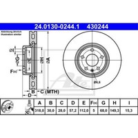 ATE 2X Bremsscheibe Vorne Ø318 Mm BelüFtet FüR Audi A4 Avant 8W5 B9 2.0 TDI 35