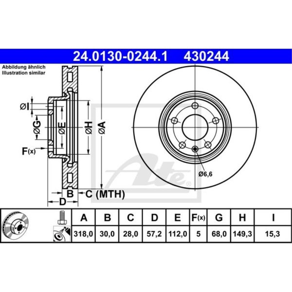 ATE 2X Bremsscheibe Vorne Ø318 Mm BelüFtet FüR Audi A4 Avant 8W5 B9 2.0 TDI 35-image