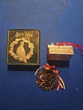 Three vintage metal christmas ornaments