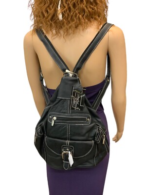 Handcrafted Genuine Leather 3 In 1 Purse, Shoulder, Back Pack, Cross Over, Black