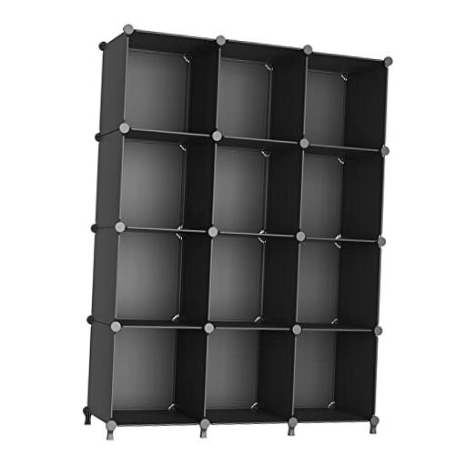 12-Cube Black DIY Plastic Storage Organizer Shelf for Closet-image