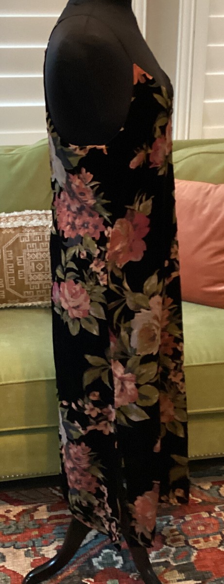 NWT Lavender Brown Colorful Floral Black Velvet MIDI Resort Dress S $278 |  eBay