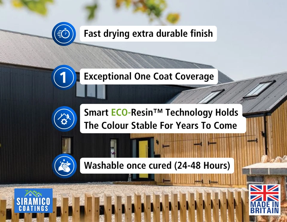 Vernice acrilica One Coat Ultimate Barn - nero opaco - 5 litri - garanzia 10 anni - Immagine 2 di 3