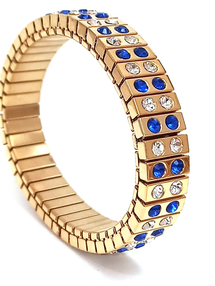 Luxury Gold Sapphire bangle bracelet gift for women Blue gift for women 24k Gold - Image 2 of 4