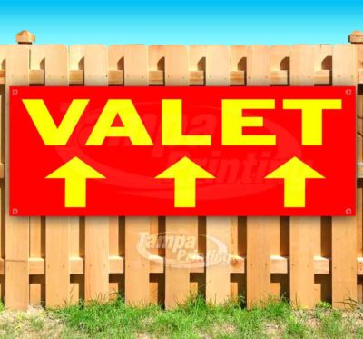 VALET UP ARROW RED/YEL Advertising Vinyl Banner Flag Sign Many Sizes DIRECTIONAL