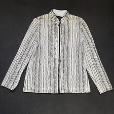 Vintage Alex Evenings Petite Zip Up Jacket Blazer Silver Faux Diamond Studded S