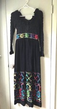 Vintage Sandine Originals Embroidered Maxi Dress Boho Art to Wear