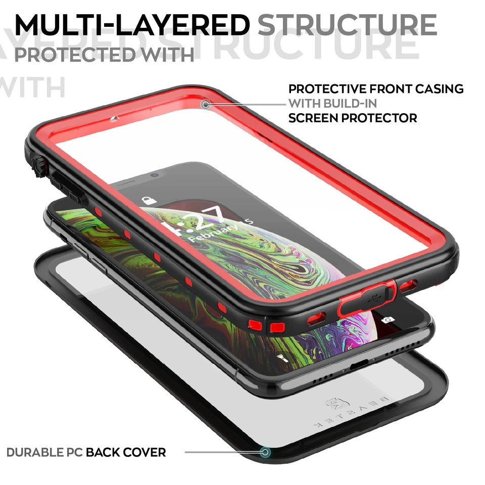 FUNDA IMPERMEABLE PARA APPLE IPHONE XR XS MAX A PRUEBA DE GOLPES CON PROTECTOR DE PANTALLA Foto 2 de 4