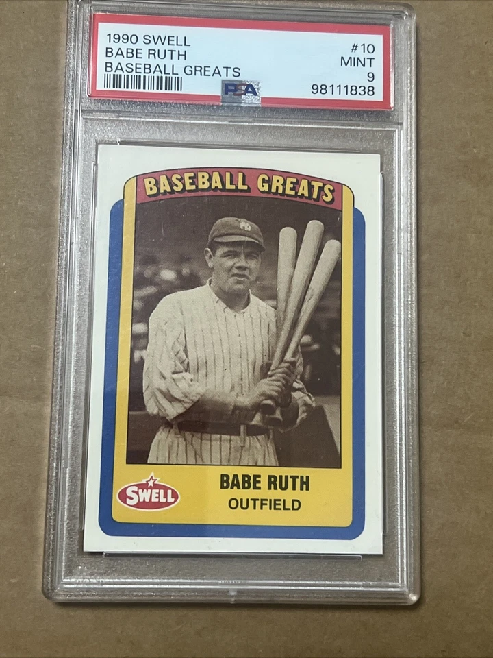 VERY RARE 1990 SWELL BABE RUTH BASEBALL GREATS #10 GRADED PSA 9 POP 6 W 2 HIGHER - Image 2 of 4