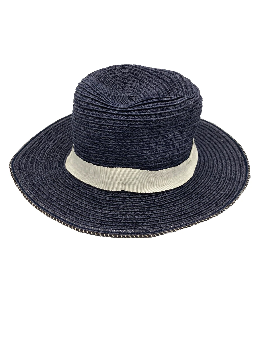 Adj Eugenia Kim Hemp Paper Blend Beathable Packable Navy White Woven Hat Sun Eugenia Kim | Accessories | Adj Eugenia Kim Hemp Paper Blend  main image 4
