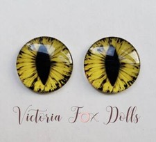 Blythe Doll Yellow Cat Eye Eyechips Realistic Eye Chips 14mm Custom Furby Ooak