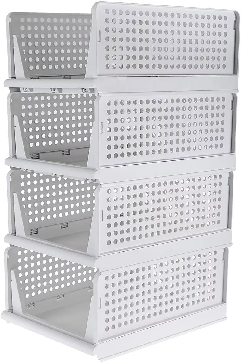 Pack Folding Closet Organizers Storage Box Plastic Closet Organizer,Stackable  Plastic Storage Basket,Drawer Organizers for Clothing