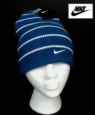NWT NIKE Boys Blue and White Stripe Knit Cap Size Youth 8/20 NEW