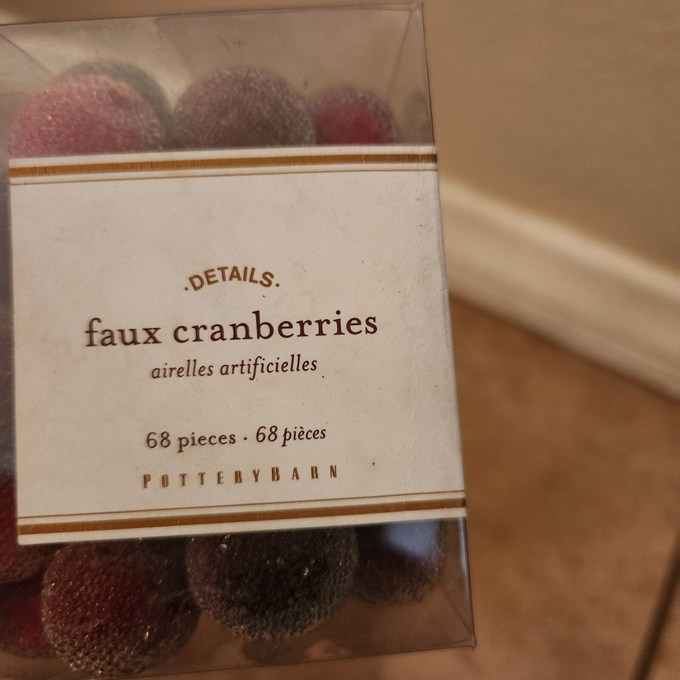 Pottery Barn Faux Sugar Coated Cranberries Vase Filler Holiday