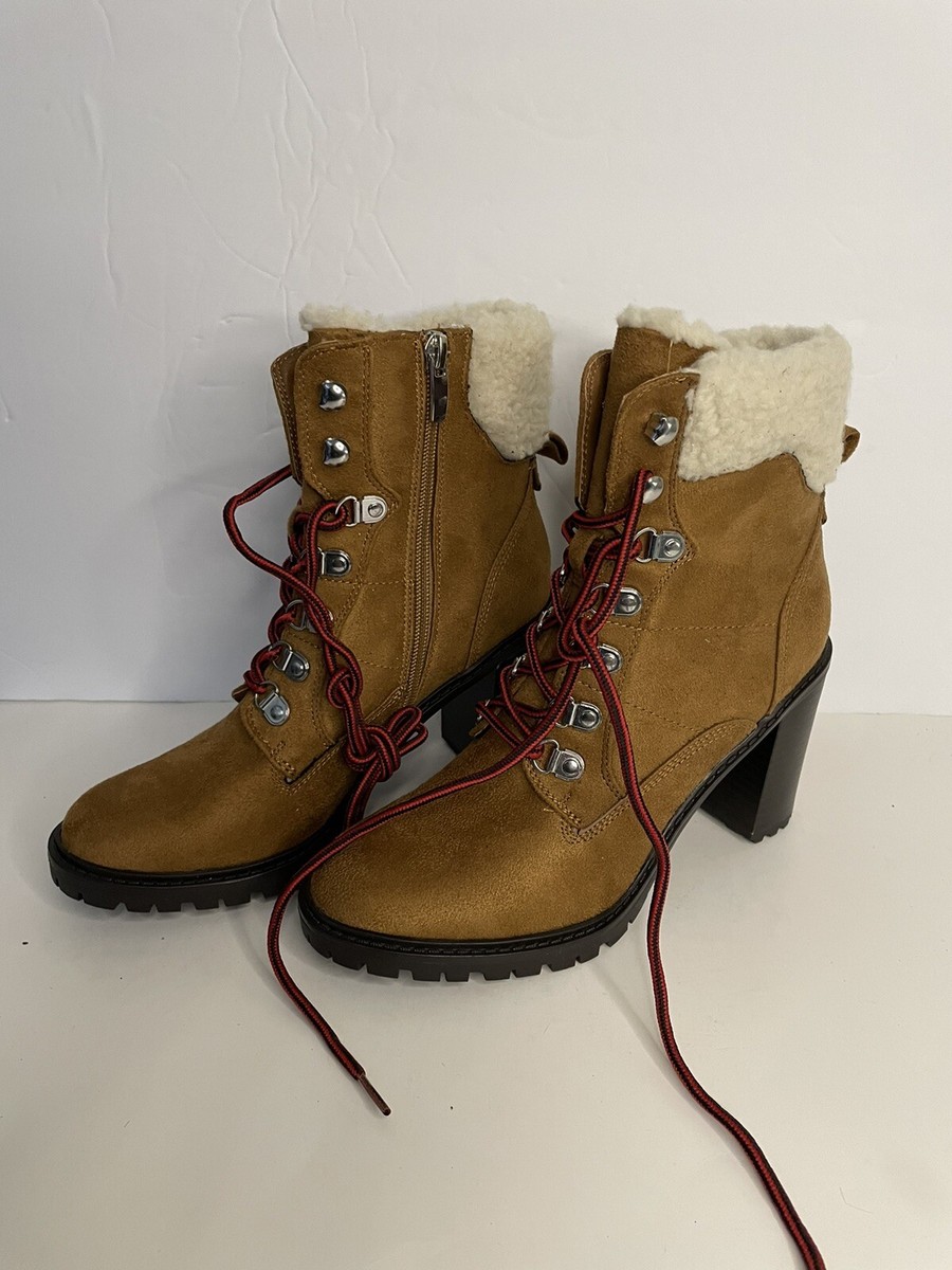 Nine West Women's SHERPA Cuff Ankle Boots Sz 7M Chunky Block heel BRAND NEW