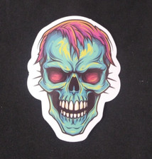 Colorful Crazy Cool Creepy Evil Skeleton Sticker 2.38" x 1.78" O