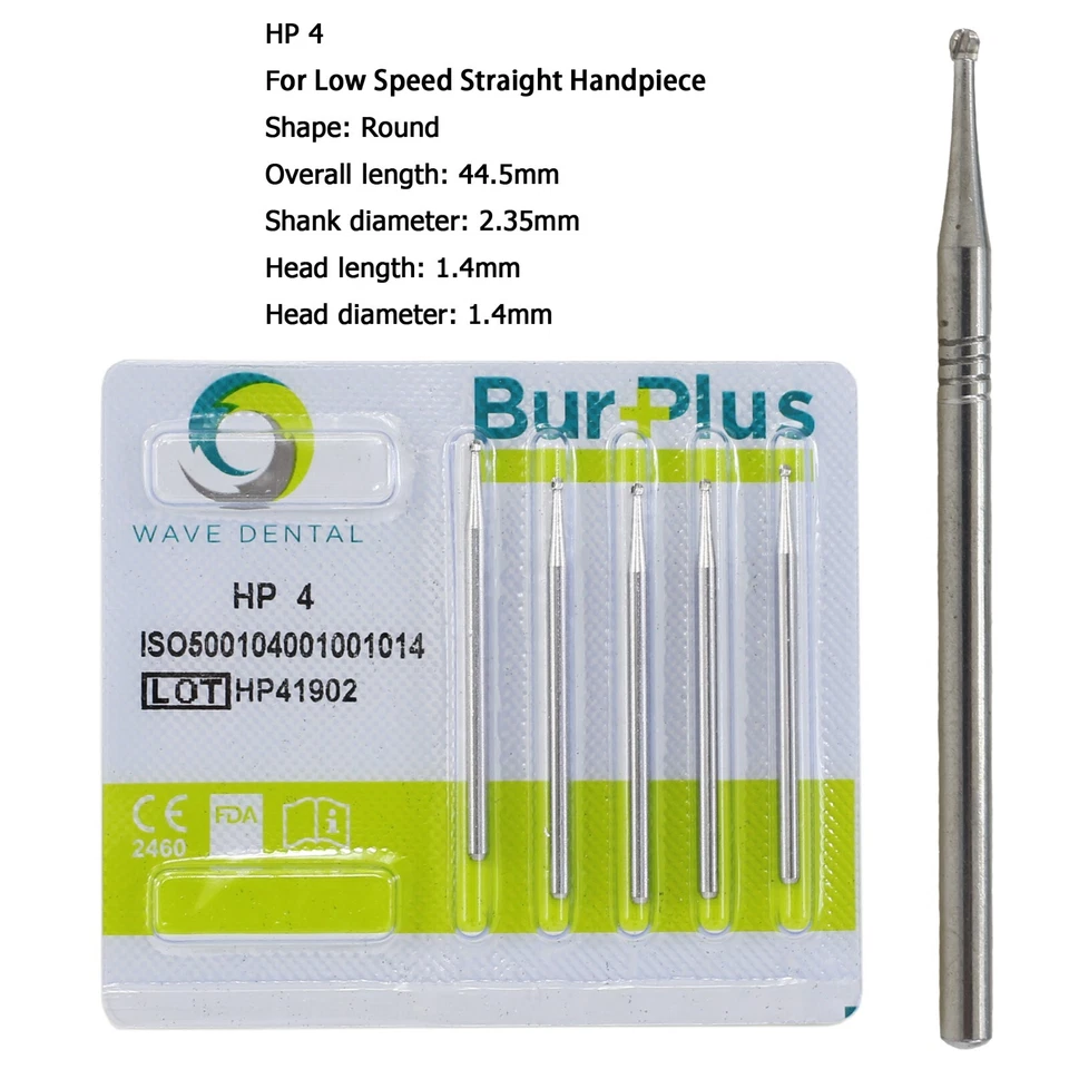 Wave Dental Round Carbide Burs Surgical Straight Handpiece Burs Low Speed HP 8 4 - Image 3 of 4