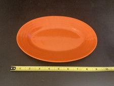 Vintage Bauer Los Angeles '30s Ringware Pattern Orange Oval  Platter 9” x 6” 