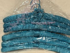 2 Vintage 3 Packs Victorian Collection Beachwood Padded Satin Hangers Teal Silky