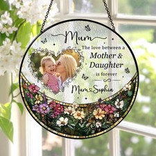 Mother Daughter Photo Acrylic Suncatcher Personalized Mom Grandma Gift