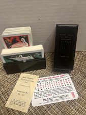 Vtg KEM 1947s Playing Cards 2 Decks Black Bakelite Case Red Green Complete