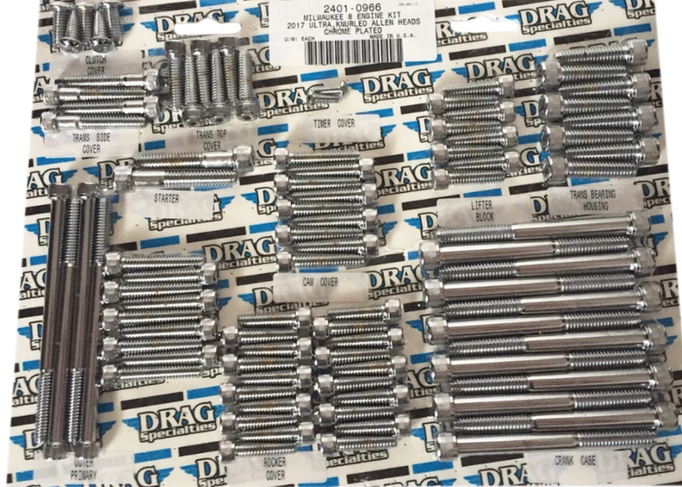 Drag Specialties - 2401-0966 - Kit de pernos de motor M-Eight moleteados Foto 2 de 2