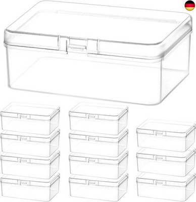QWORK  12 Stück Klein Quadratische Aufbewahrungsbox mit Klappdeckel, Kunststoff 
