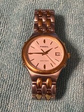 Reloj Fossil Arkitekt Dos Tonos Dorado Plata Acero Inoxidable Fecha - Necesita Batería