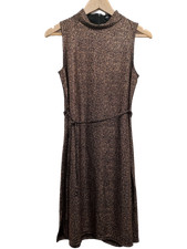 Mela London Gold Metallic Sleeveless Shift Dress - Size UK 12