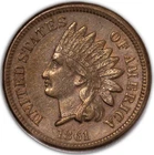 1861 Indian Head Cent 1c Almost Uncirculated AU+ Cleaned