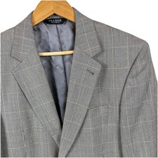 Jos A Bank Sport Coat Mens 40R Silk Wool Glen Plaid Blazer Jacket Read Flaw