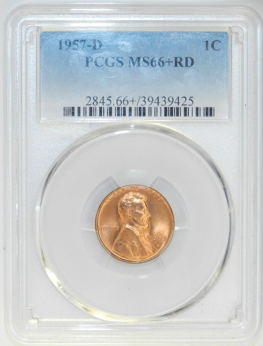 MS 66 Graded 1957 Lincoln Wheat US Small Cents (1909-1958) for