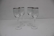 Lenox USA Crystal 7 5/8" Water Wine Glass Silver Trim Pristine Set of 11