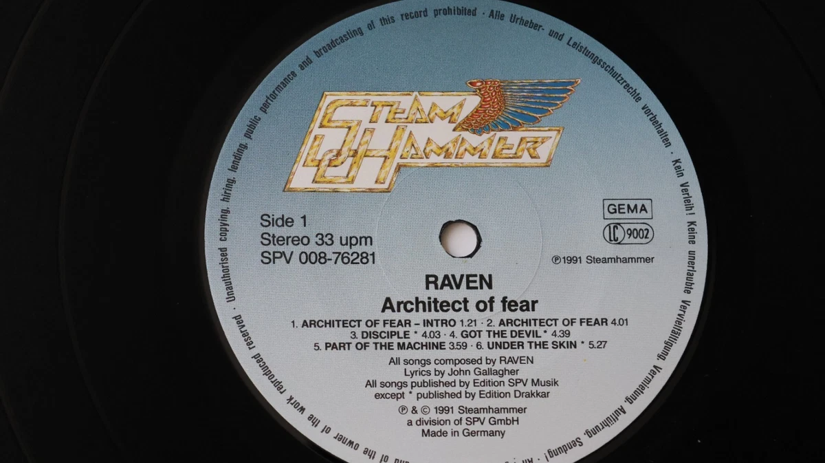 Raven – Architect Of Fear LP VINYL 1st PRESS HEAVY SPEED METAL 1991 Judas Priest