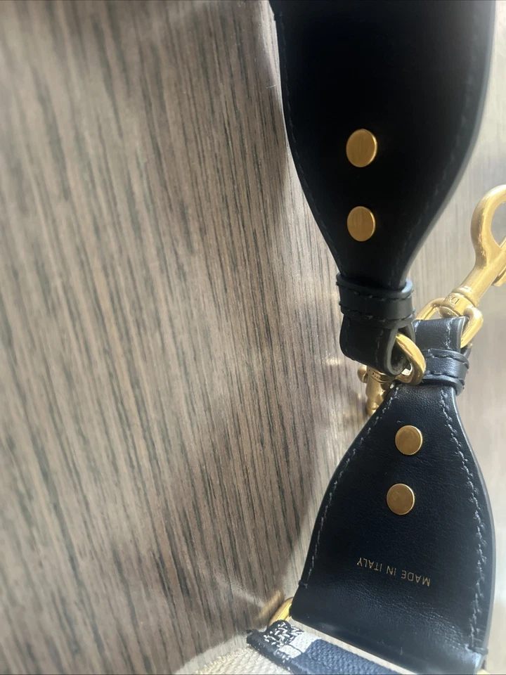 Authentic Christian Dior Saddle Bag Shoulder Strap Black and Tan - Image 2 of 4