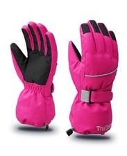 Kids Warm Gloves Winter Waterproof Snow Gloves for Ourdoor 3-6 years old Rose