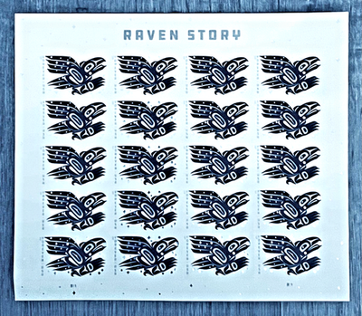 #ad NATIVE AMERICAN RAVEN STORY MINT PANE 20 POSTAGE STAMP MNH COLLECT FRAME USE $15.65