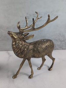 Vintage Brass Reindeer Elk Stag Buck Deer Figurine Sculpture