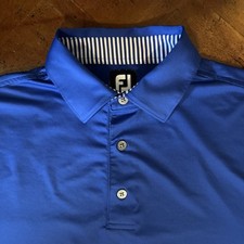 FootJoy Golf Polo Shirt Men  s L Large FJ Performance Blue Polyester Stretch