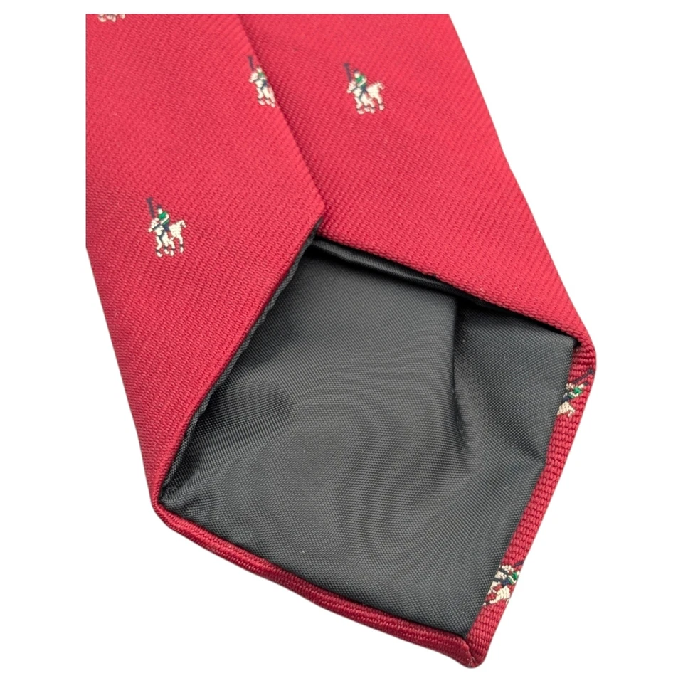 Corbata roja bordada caballo ecuestre vintage Resilio para hombre 54,5" años 90 Foto 4 de 4