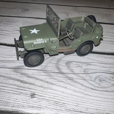 Vintage 2001 Jeep Willys Military Green 1:32 Plastic Toy Vehicle Loose