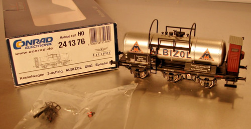 Liliput H0 241376 „ALBIZOL“ 3-Achs Kesselwagen mit Bremserhaus DRG | Condition: Gebraucht
