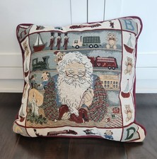 NWT Santa's Toy Shop Workshop Vtg Tapestry Pillow St Nick PORTOFINO Macy's