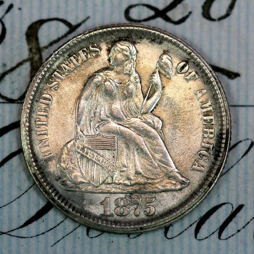 * 1875-CC * SOLID+ GEM BU MS SEATED LIBERTY DIME * FROM ORIGINAL COLLECTION