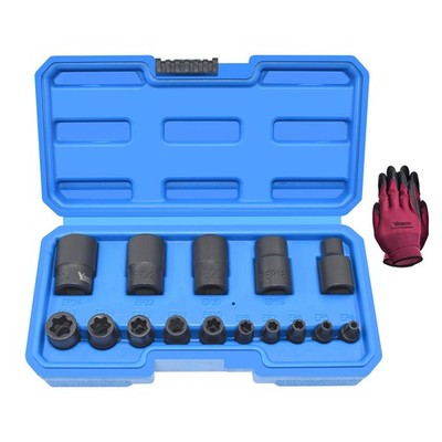 15pcs Torx Plus Socket Set EP4-EP24 6 Point E Torx for Car Tesla