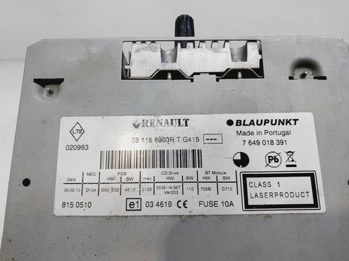 281156980R Sistema Audio/Radio Cd para RENAULT LAGUNA III GRANDTOUR 2010 8955624 - Imagen 3 de 10